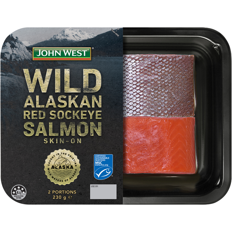 John West Wild Alaskan Sockeye Salmon Skin-On Logo