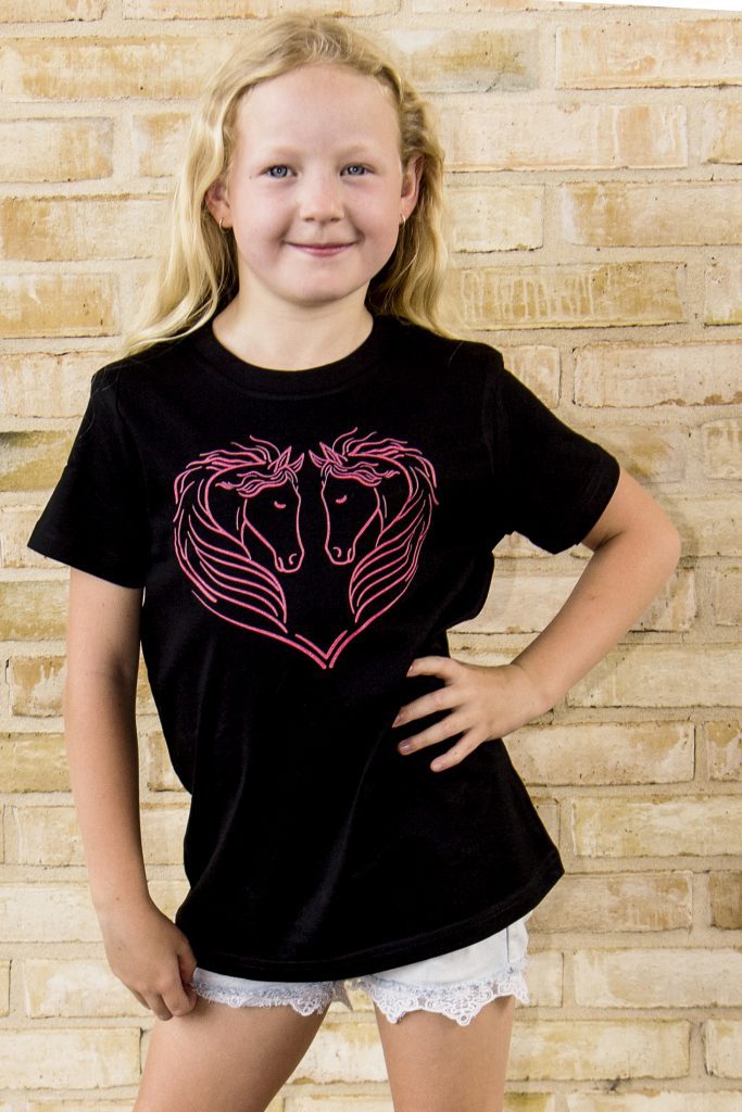 Little girl heart of horse t-shirt